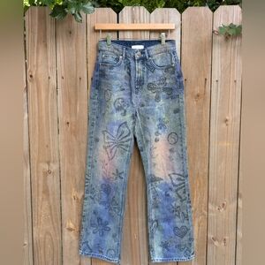 BDG Cowboy Graphic Denim Jeans with Butterfly and Heart Patterns